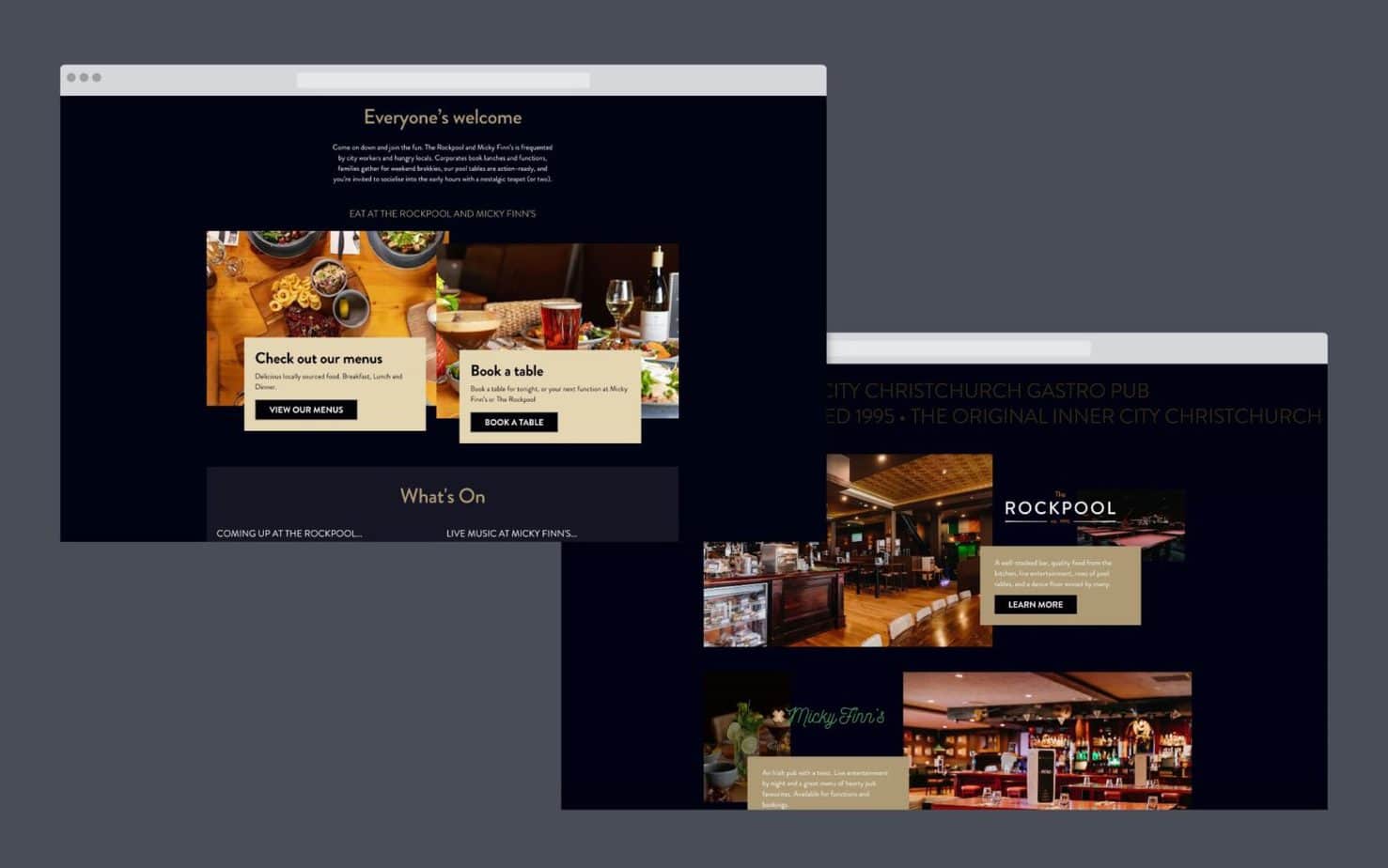 Rockpool Restaurant Bookings Website inside pages
